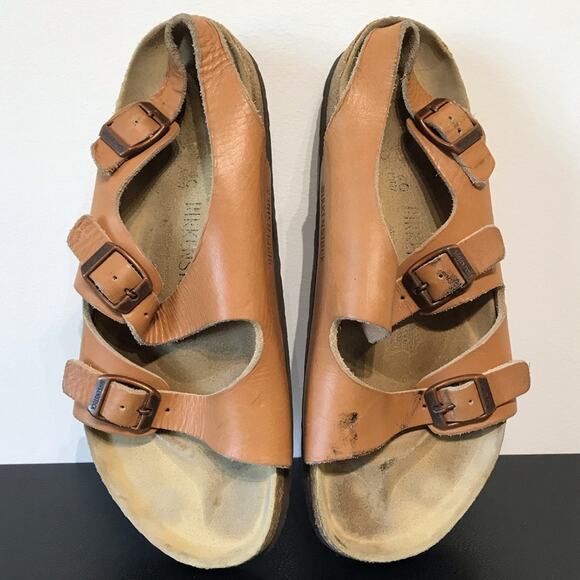 Vintage Birkenstock Milano Caramel Ginger Brown Double Heel Strap Sandals 40 - Picture 12 of 16